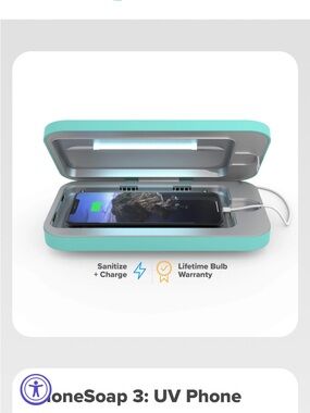 OneSoap 3 UV Phone Sanitizer and Charger - Turquoise